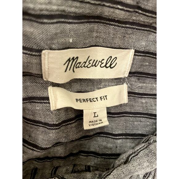 Madewell Gray Striped Casual Button Down Shirt - Picture 3 of 6